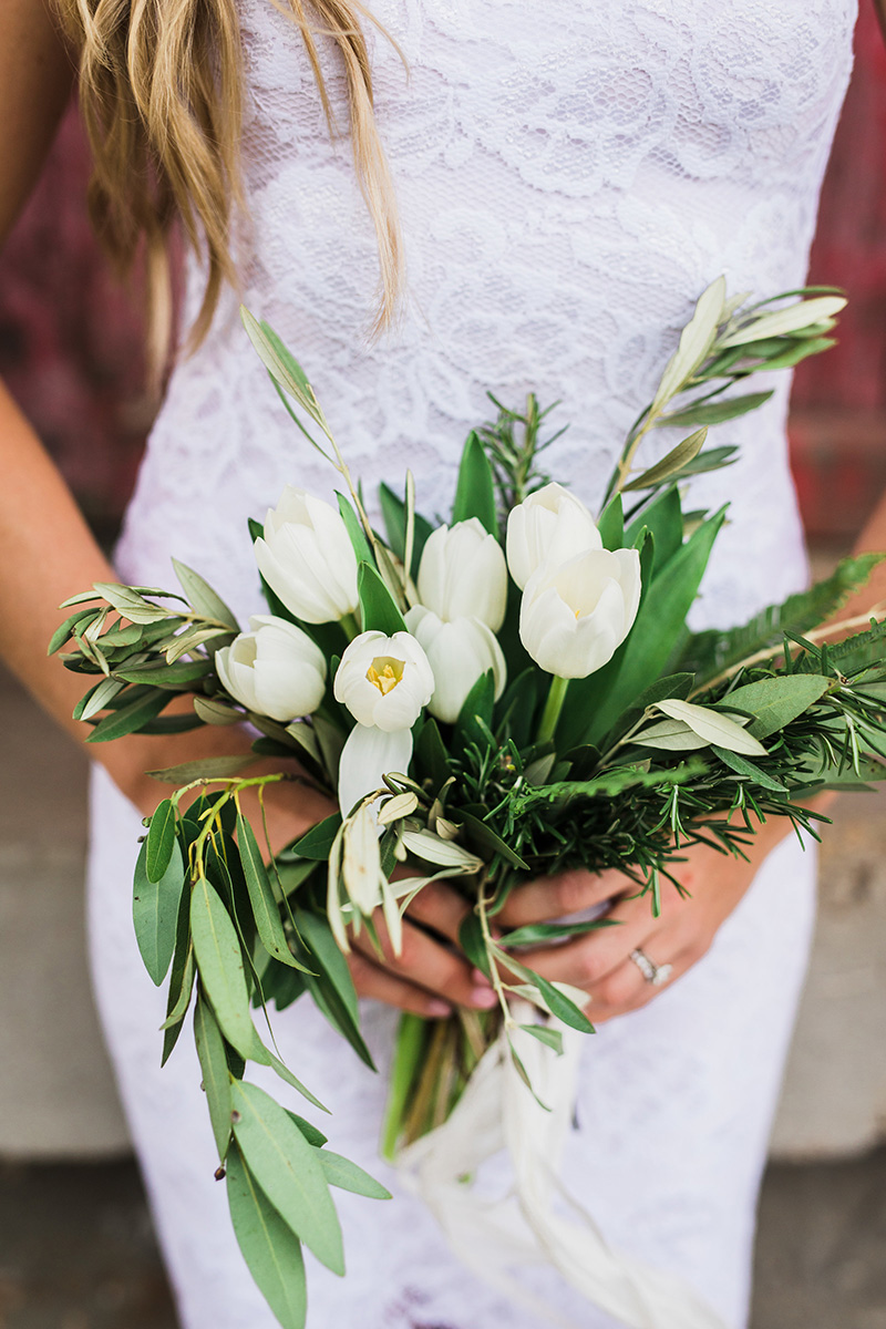 white tulips bouquet, spring wedding bouquet