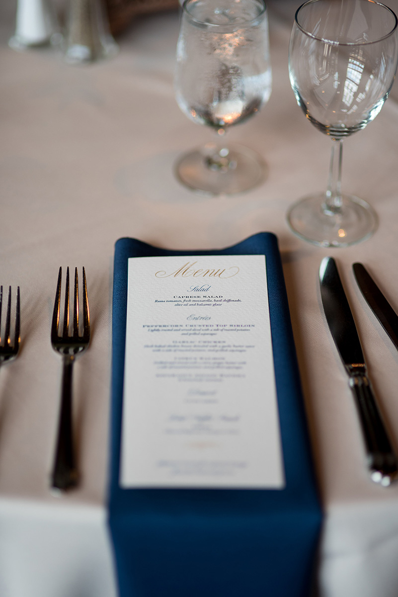 wedding table setting napkin folds, wedding menu