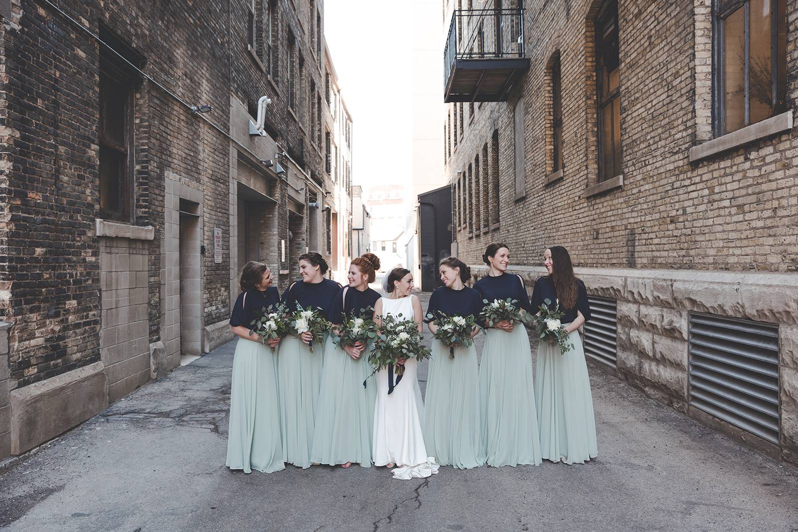 navy blue mint green bridesmaid dresses