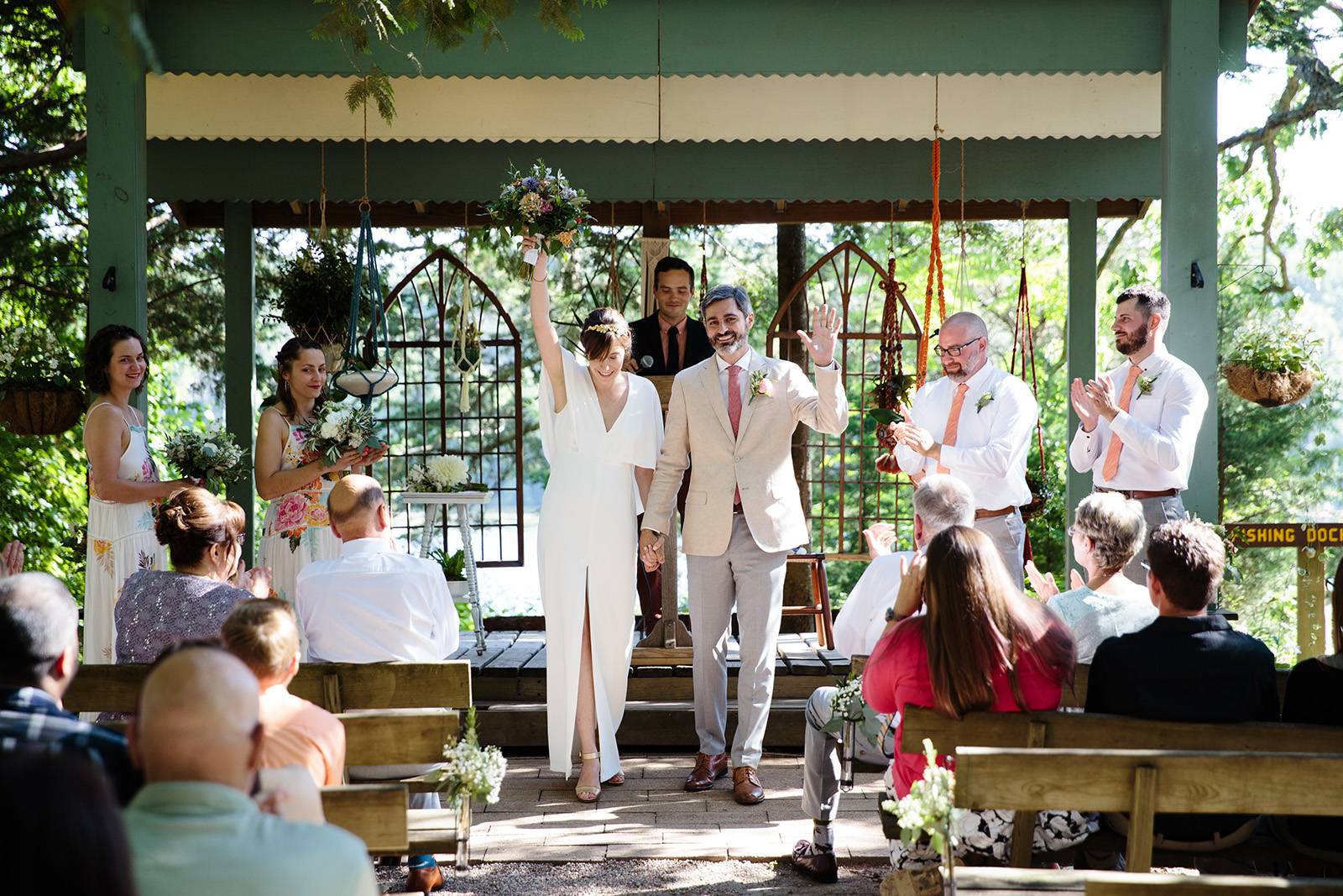 outdoor camp wedding ceremony