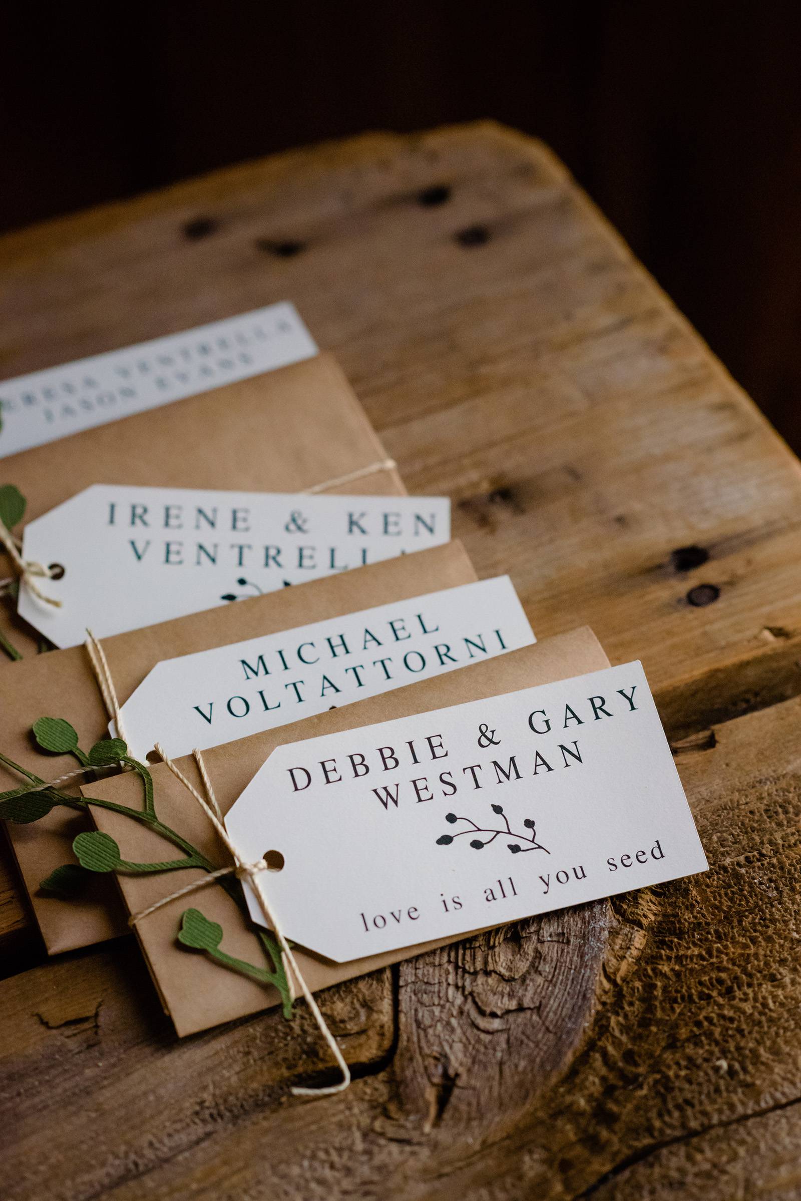 seed garden grow guest favors place cards