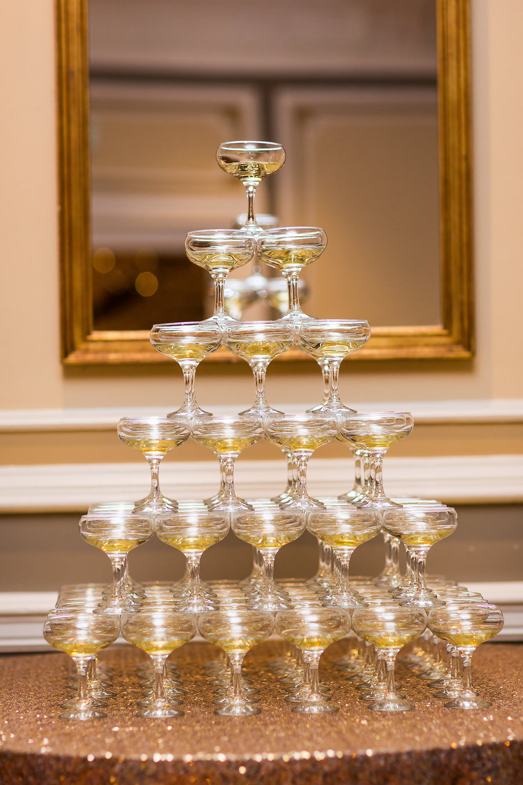 champagne bubbly tower