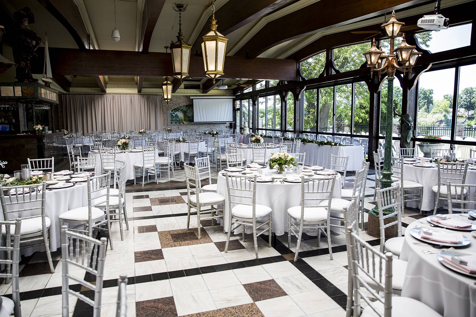 classic modern silver blush wedding reception venue