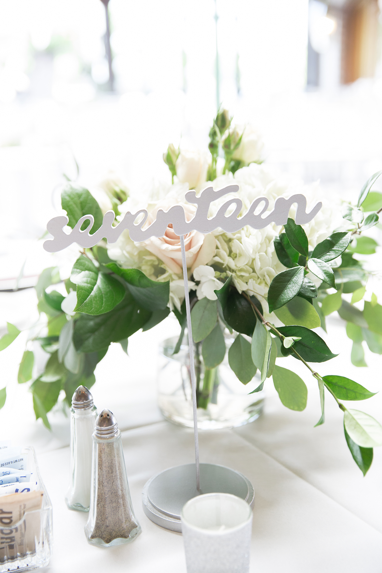 blush greenery calligraphy table numbers