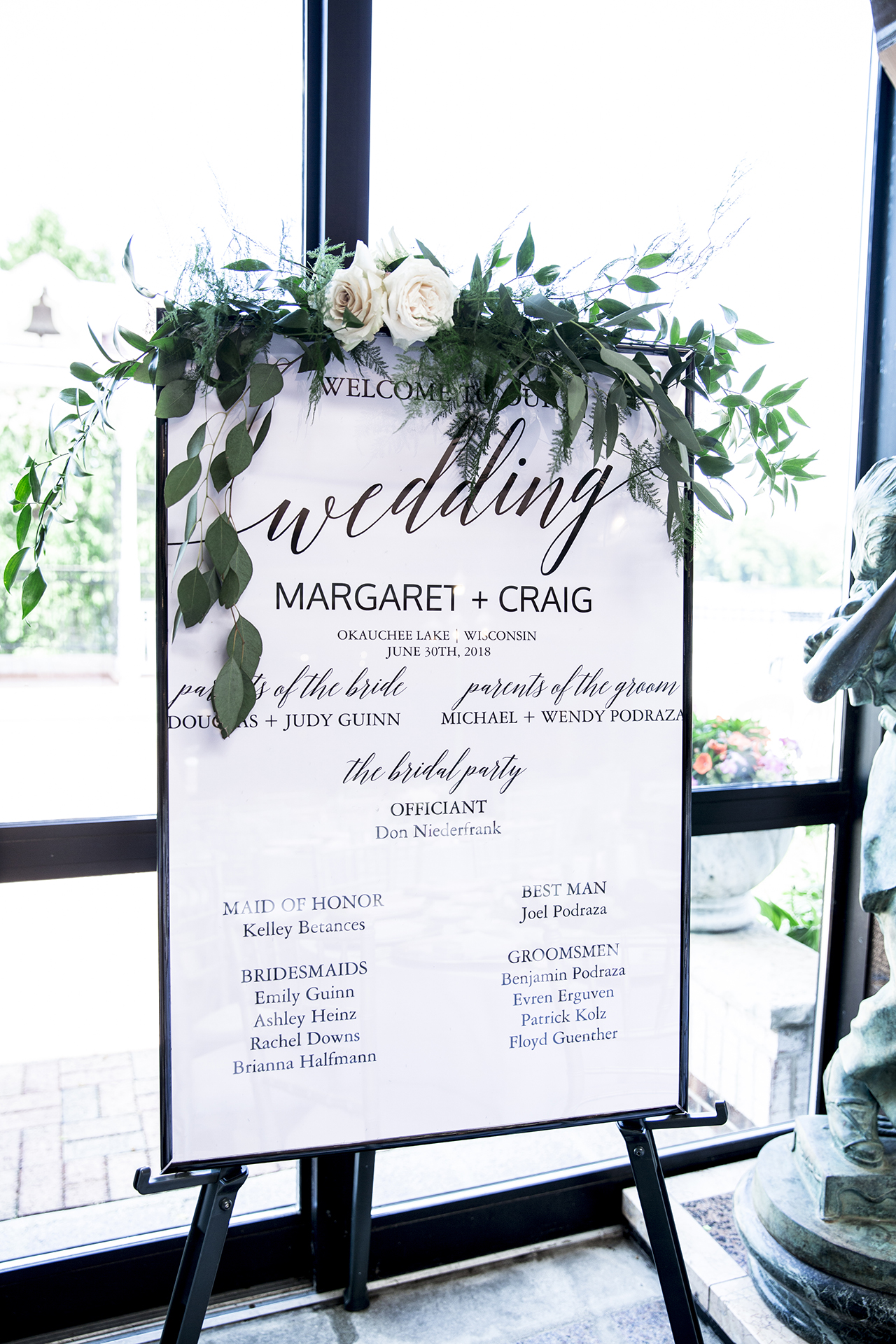 black white classic modern welcome wedding sign