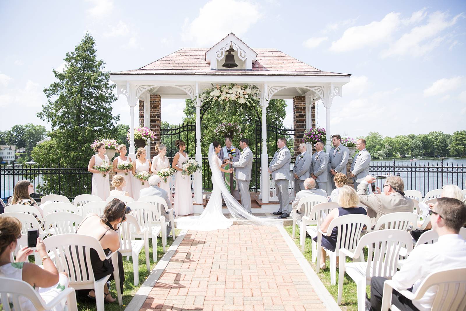 classic modern wedding on the water ceremony