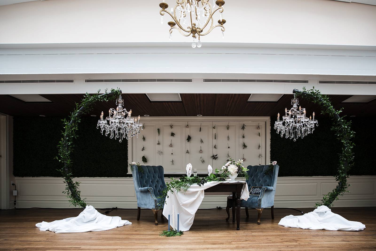 botanical atrium wedding reception table decor