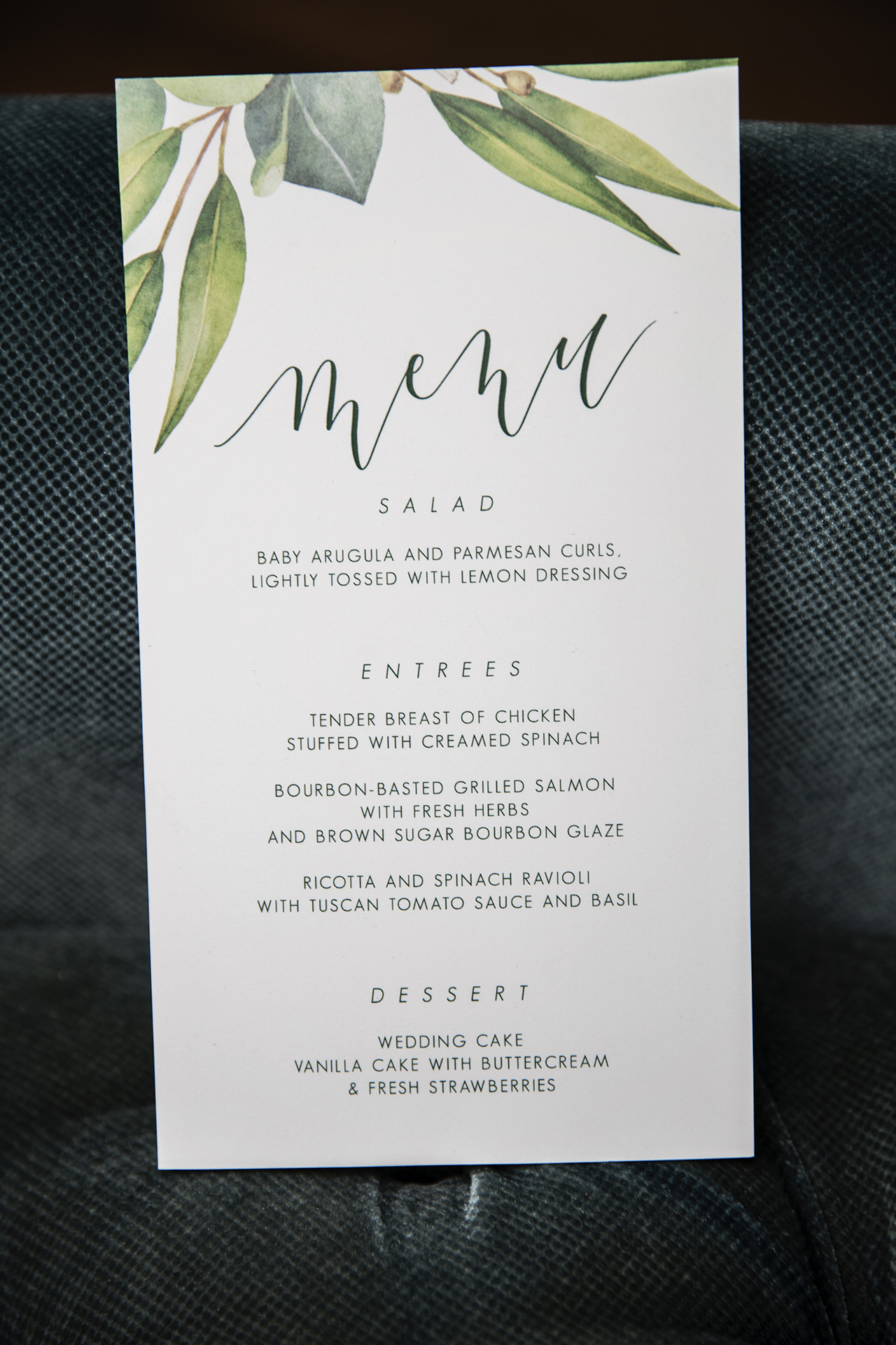 botanical wedding menu stationery
