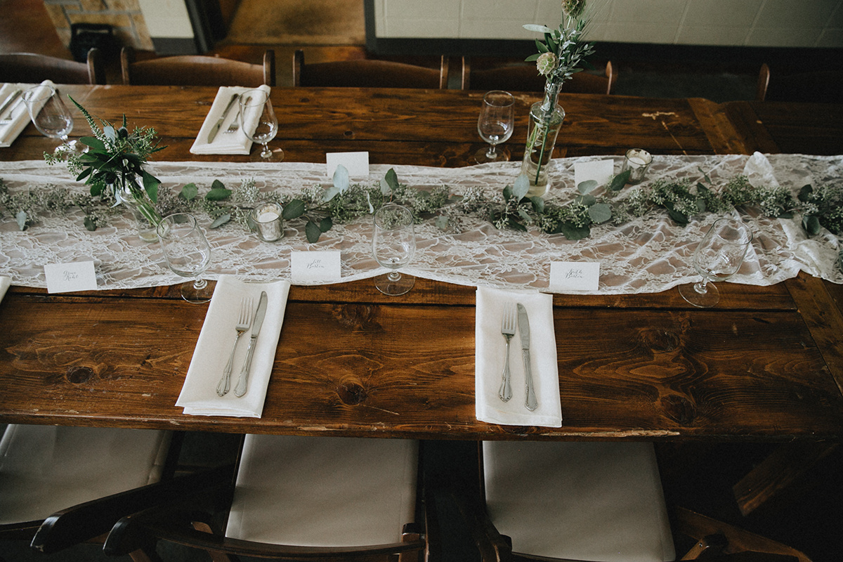 reception harvest table greenery centerpieces