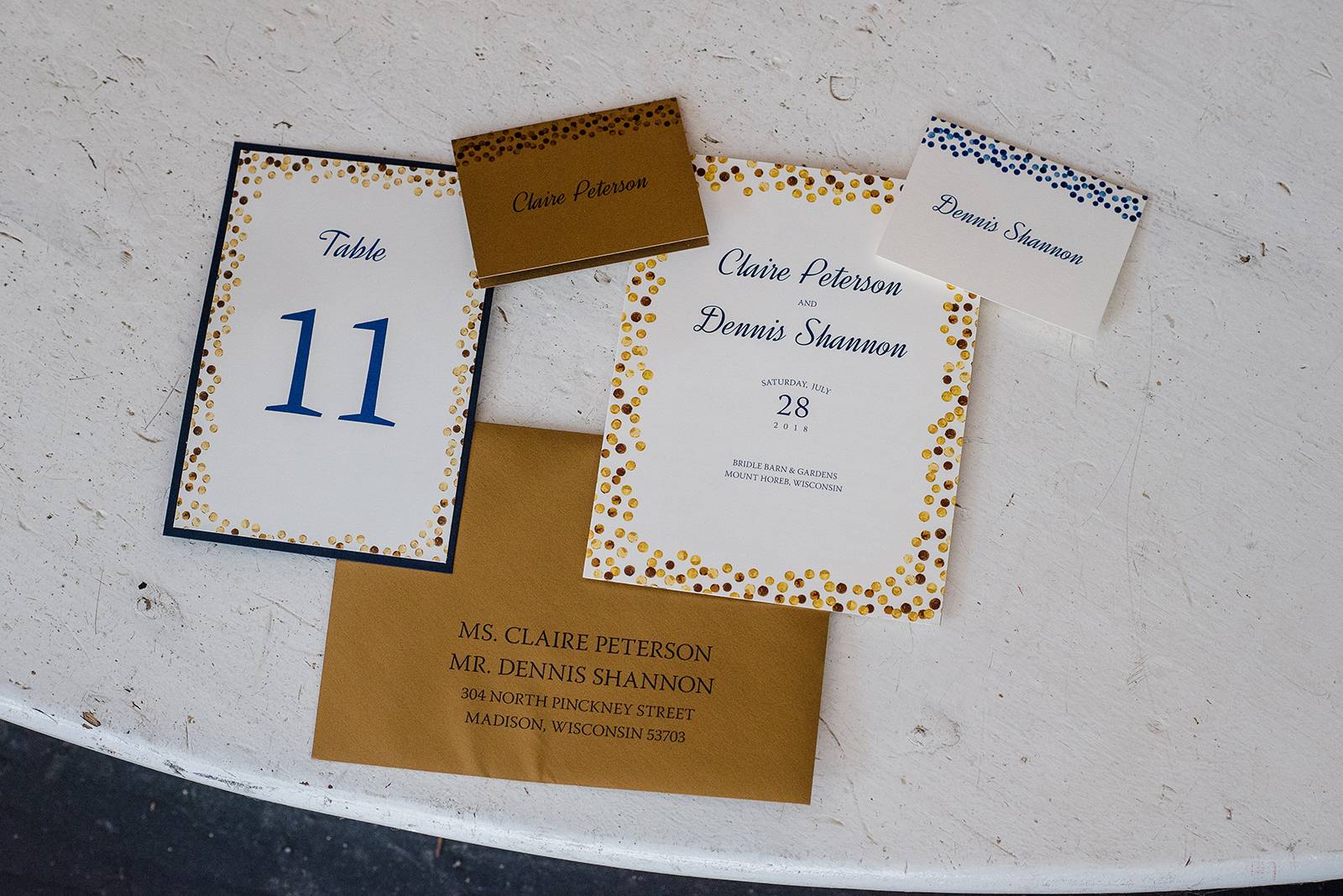 navy blue gold wedding invitations