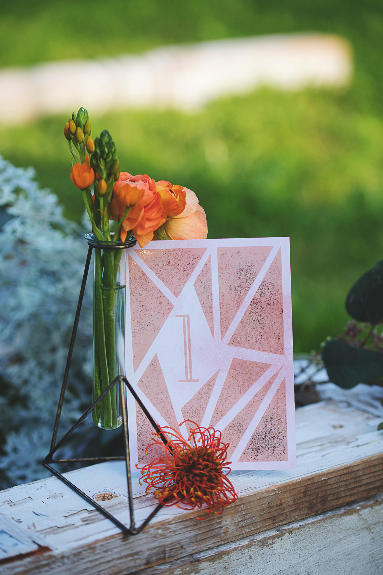 rose gold copper peach table number