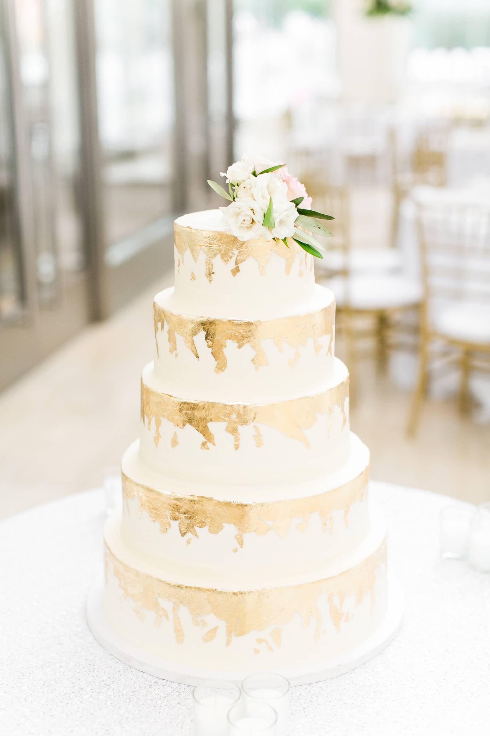 gold foil wedding cake