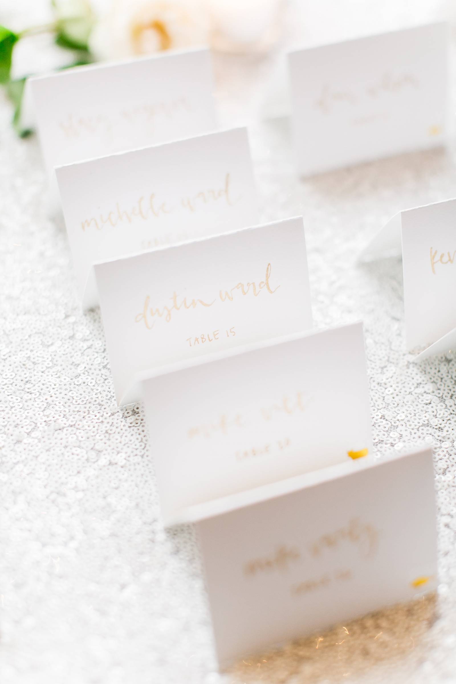 gold escort cards, place cards