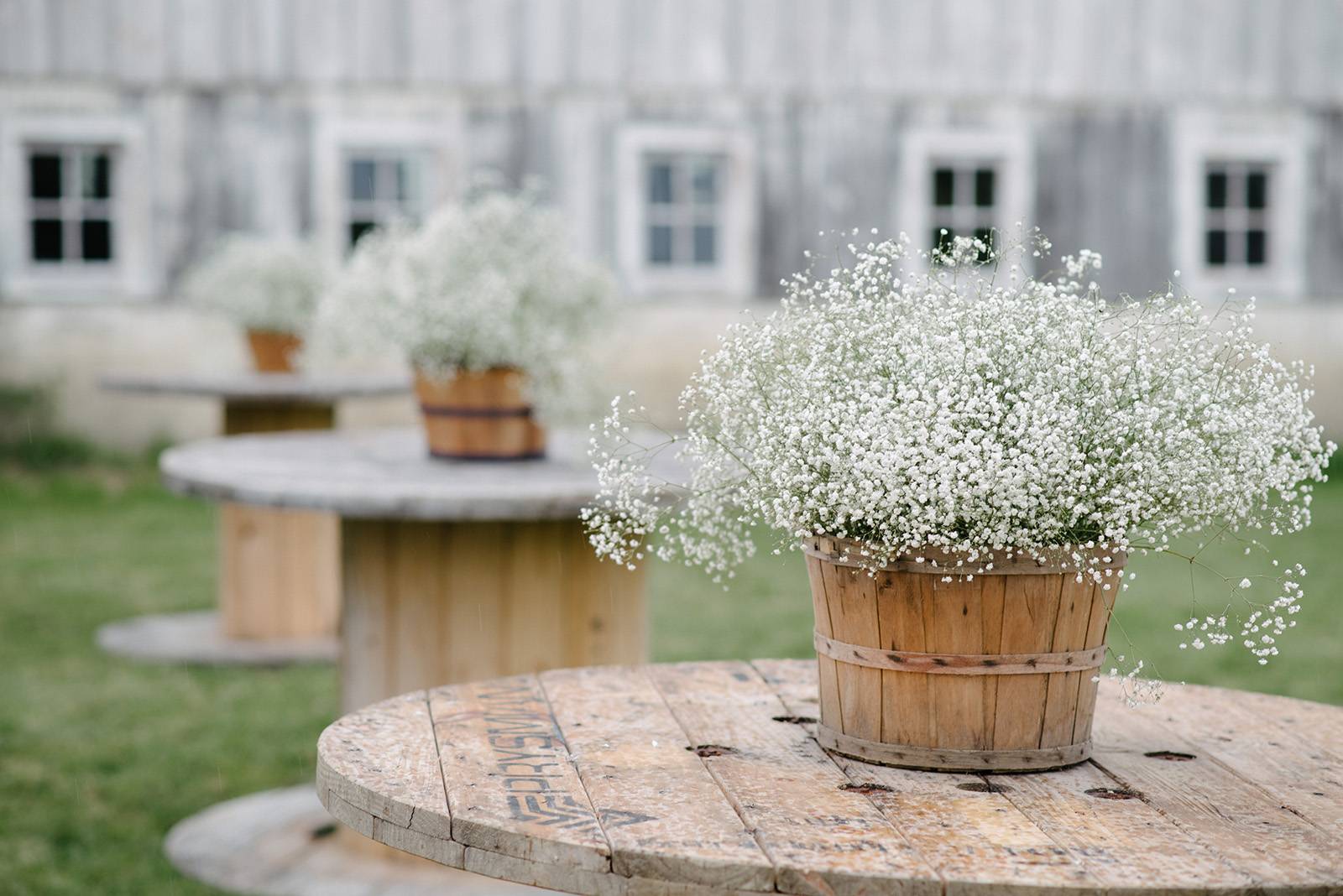 babys breath centerpieces buckets baskets