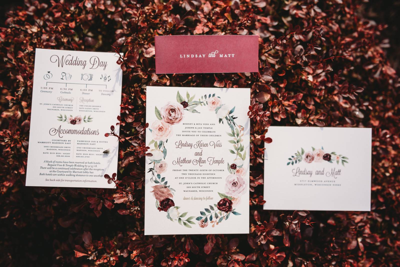 blush marsala burgundy greenery invitations