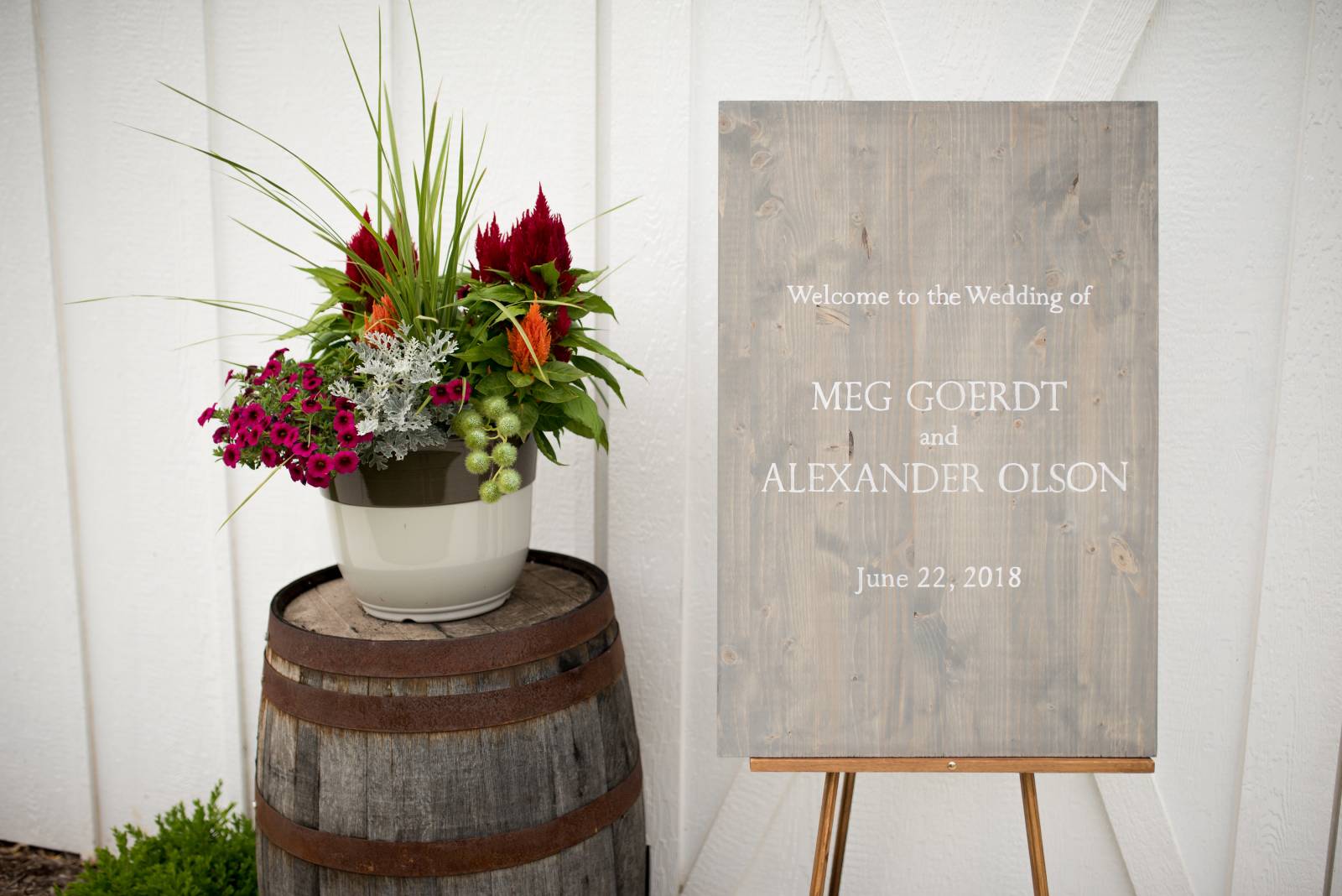 gray welcome wedding sign