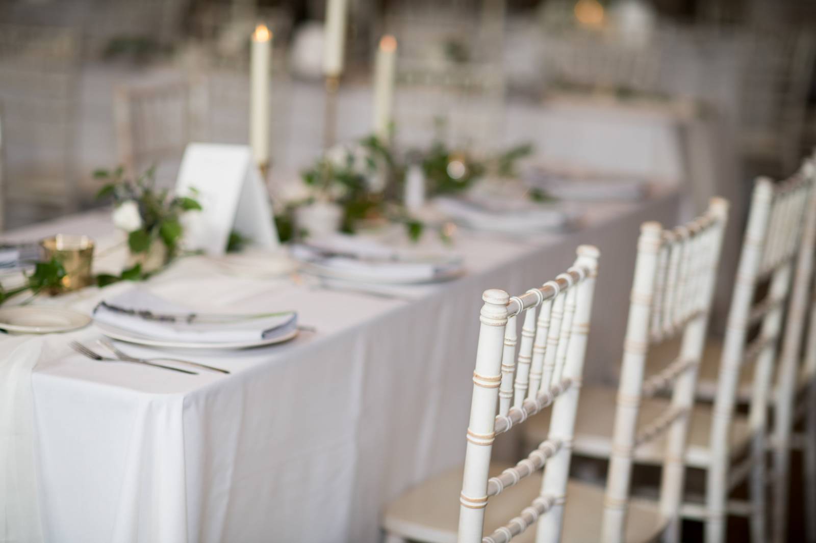 white table wedding reception design