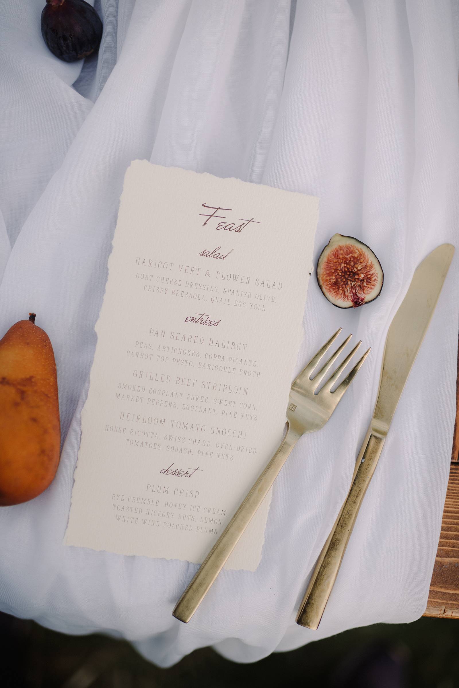 feast wedding menu stationery paper goods figs
