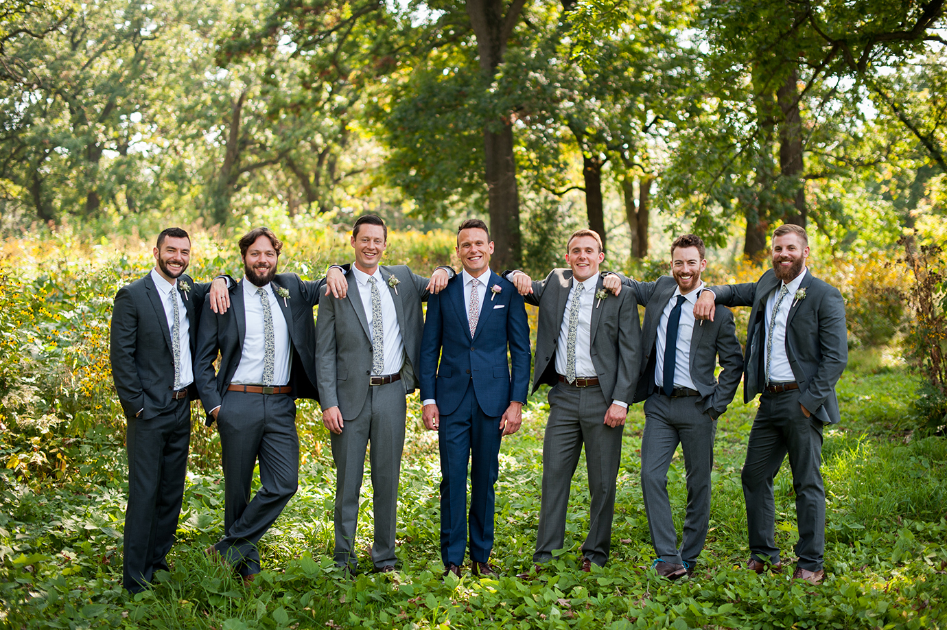navy gray groomsmen suit tux
