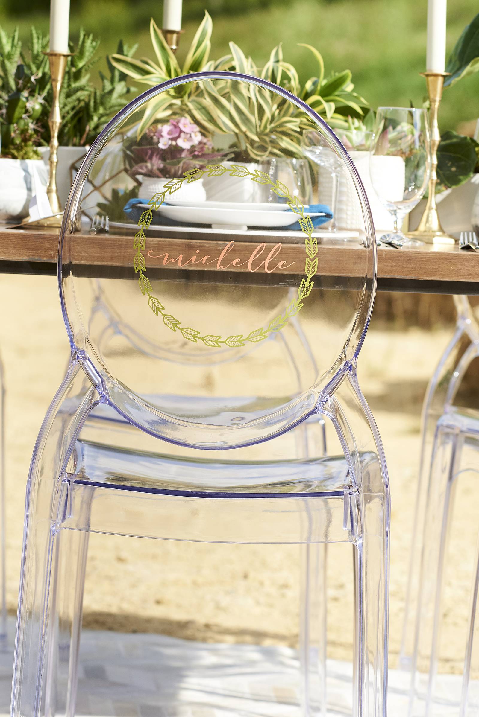 lucite acrylic ghost chairs wedding reception