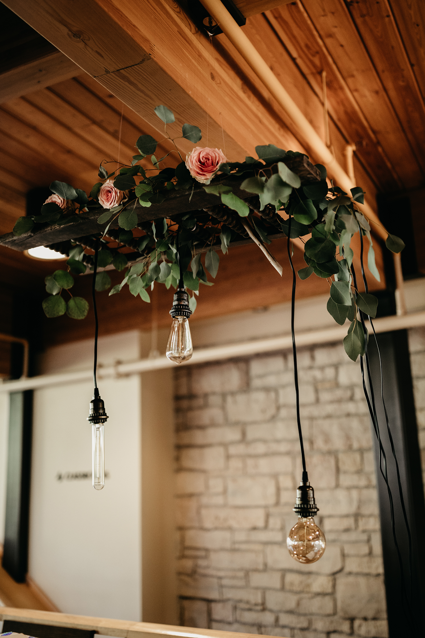 reception decor hanging cafe lighting floral