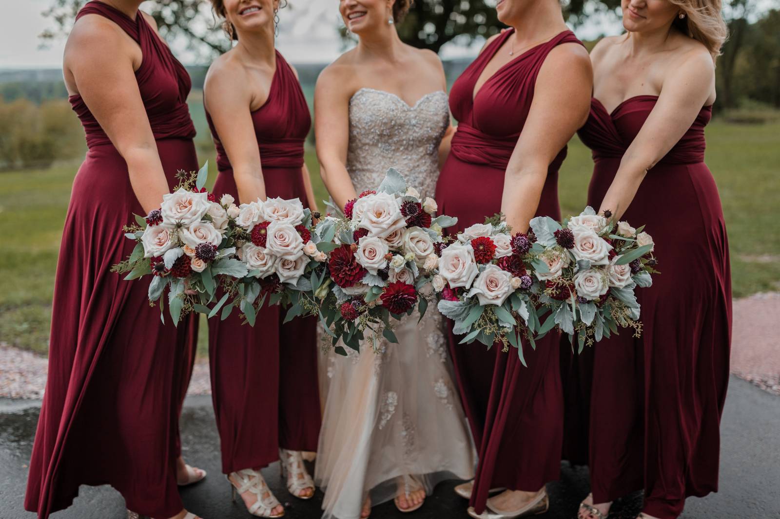 fall autumn wedding flowers bouquet blush marsala burgundy