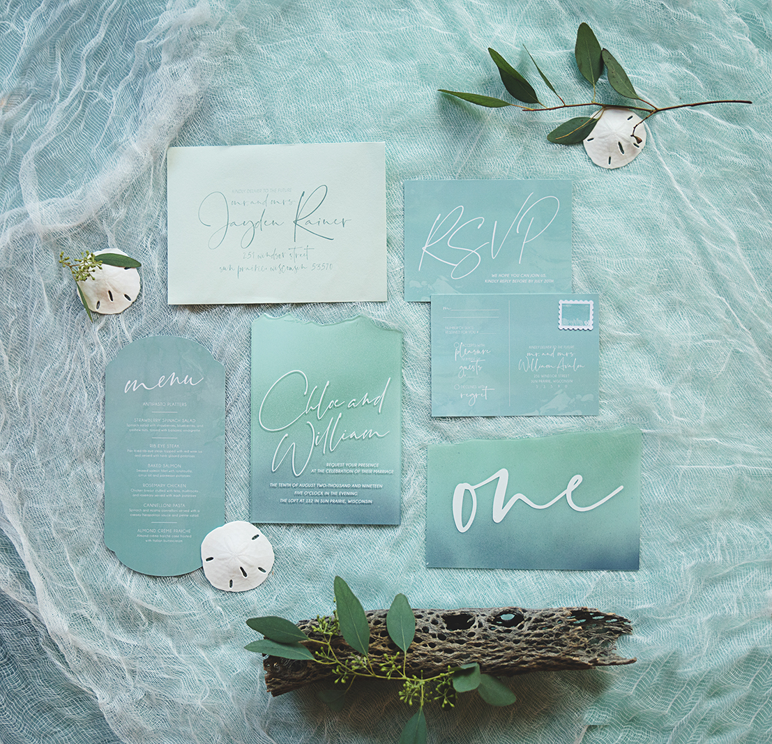 sea glass wedding invitations
