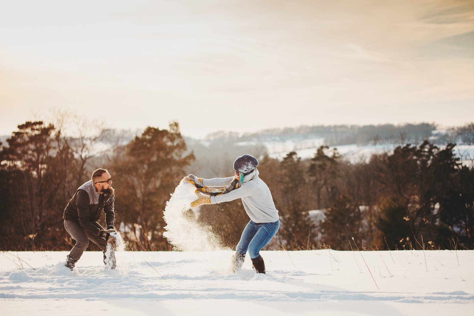 snow engagement, wisconsin engagement, winter engagement