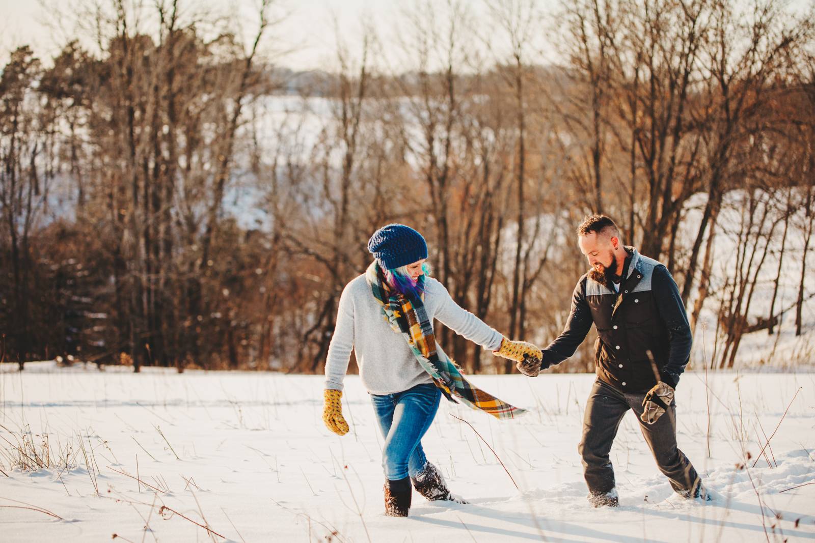 snow engagement, wisconsin engagement, winter engagement