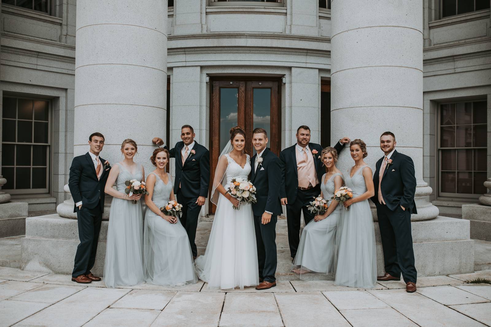 wedding party, bride, groom, bridesmaids, groomsmen