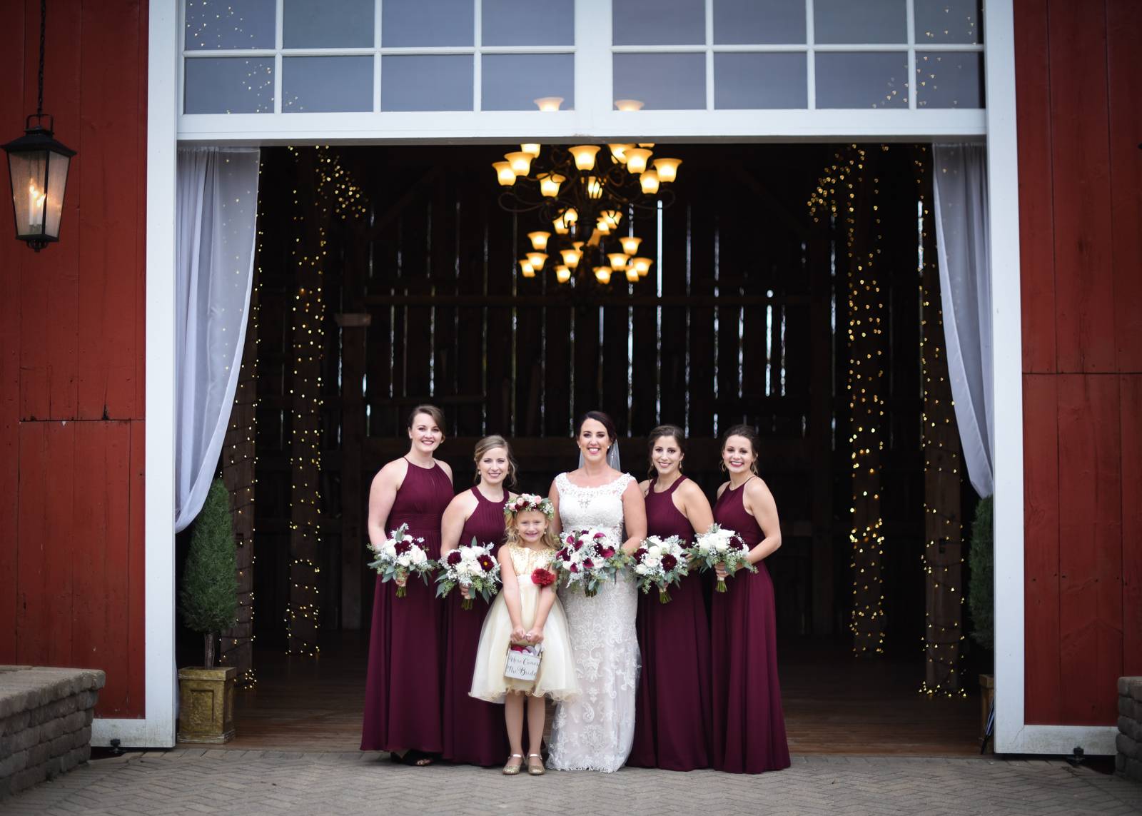 wedding party, bride, bridesmaids, flower girl