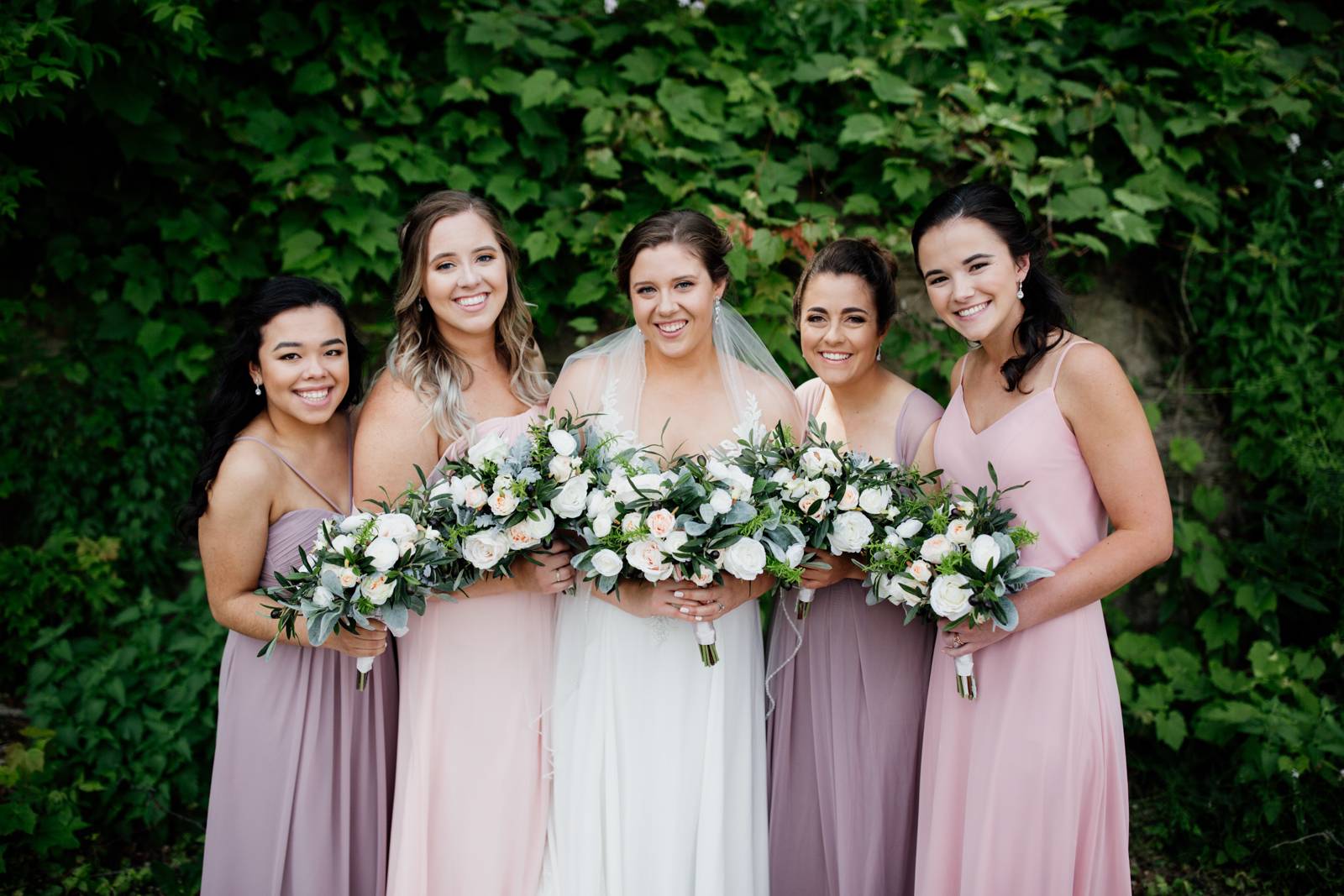 bride, bridesmaids