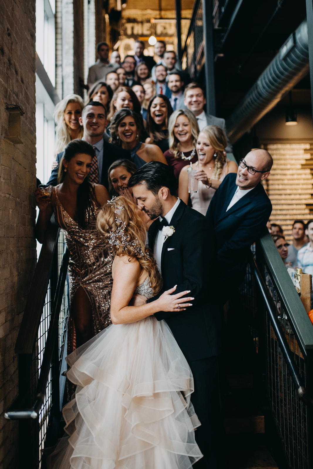 bride, groom, and guests