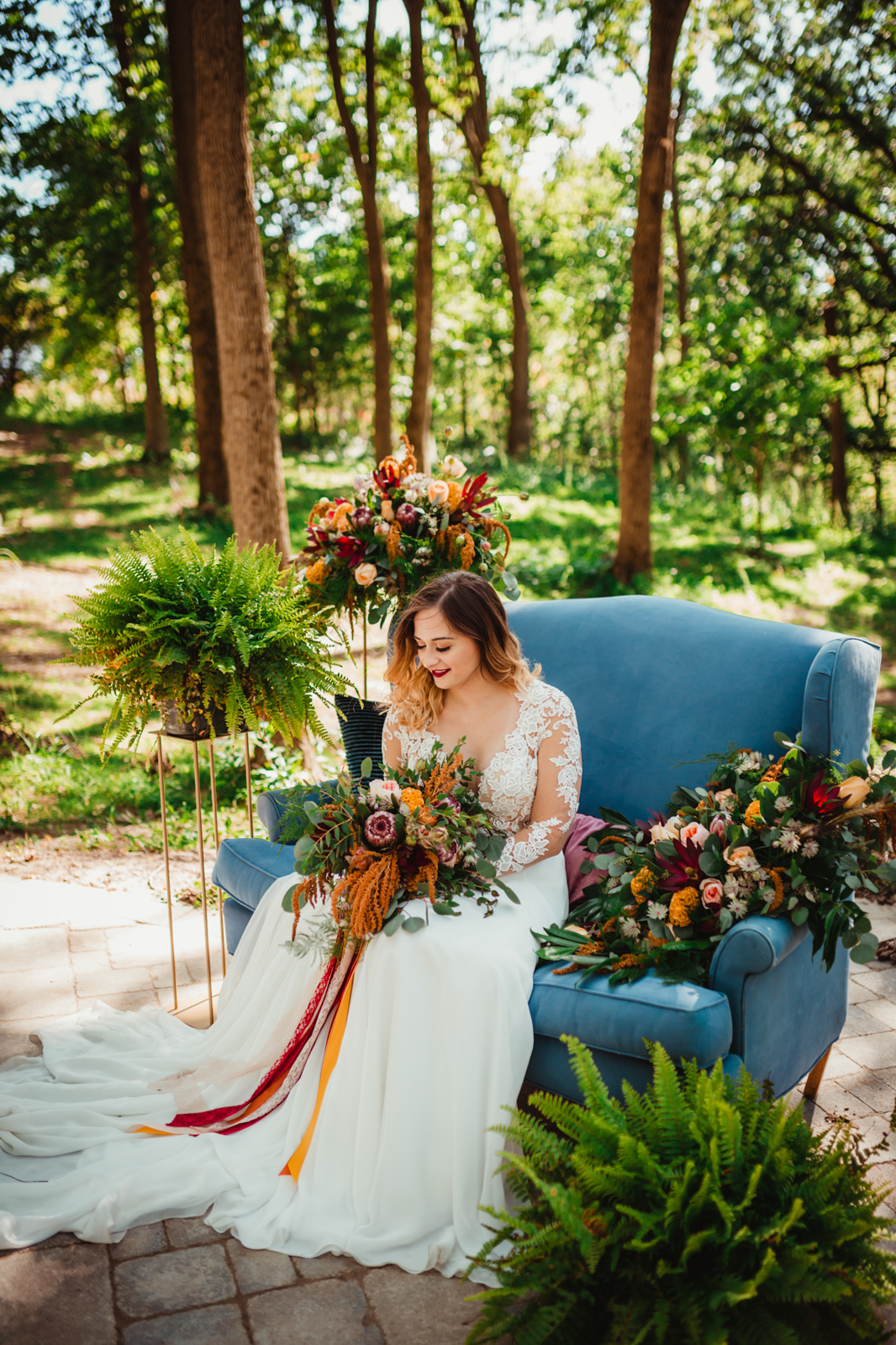 bride and flowers