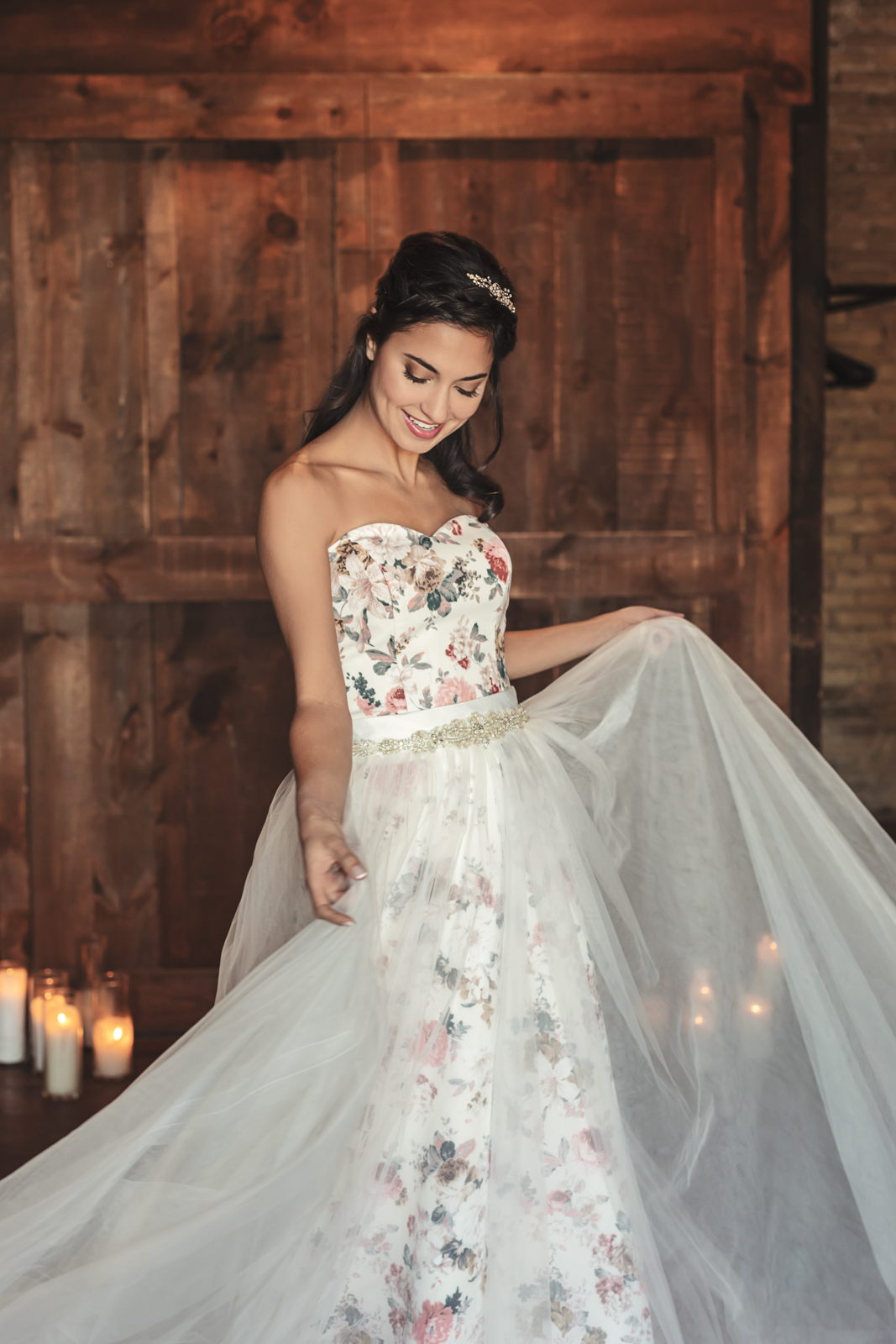 Floral Gown With Overskirt