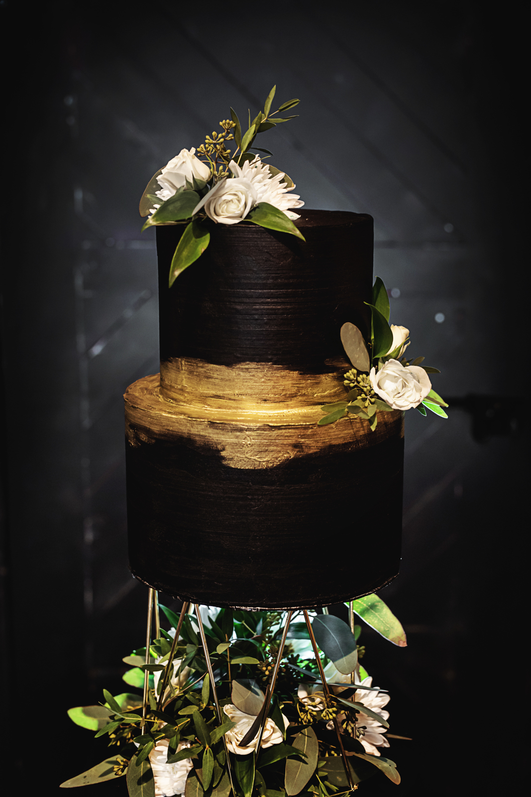 Modern Gold Painted Black Cake
