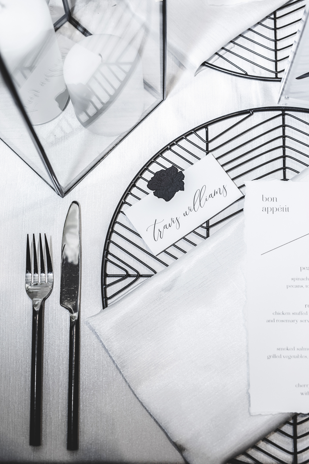 Modern Black and white Table Setting