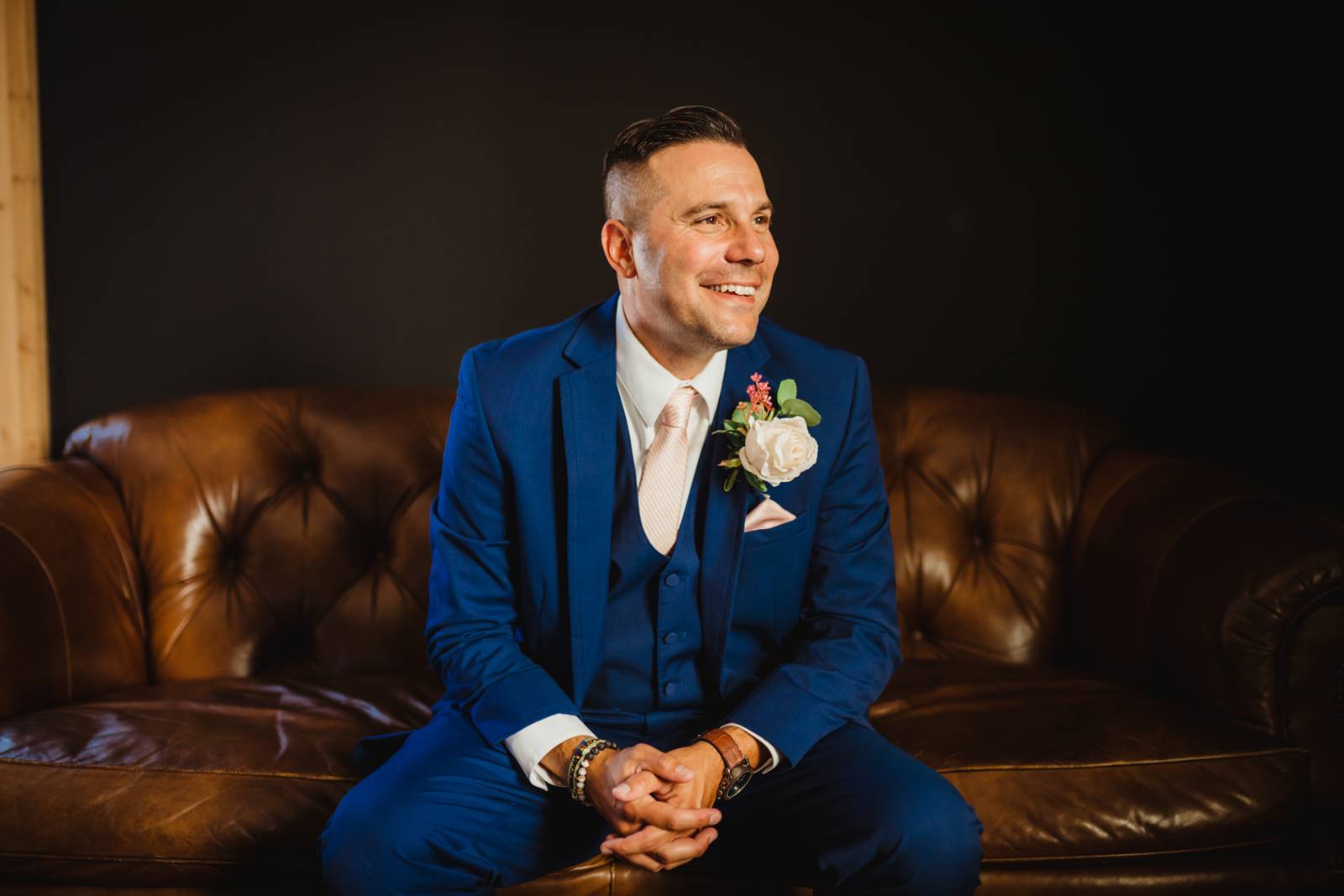 Blue and Blush Groom