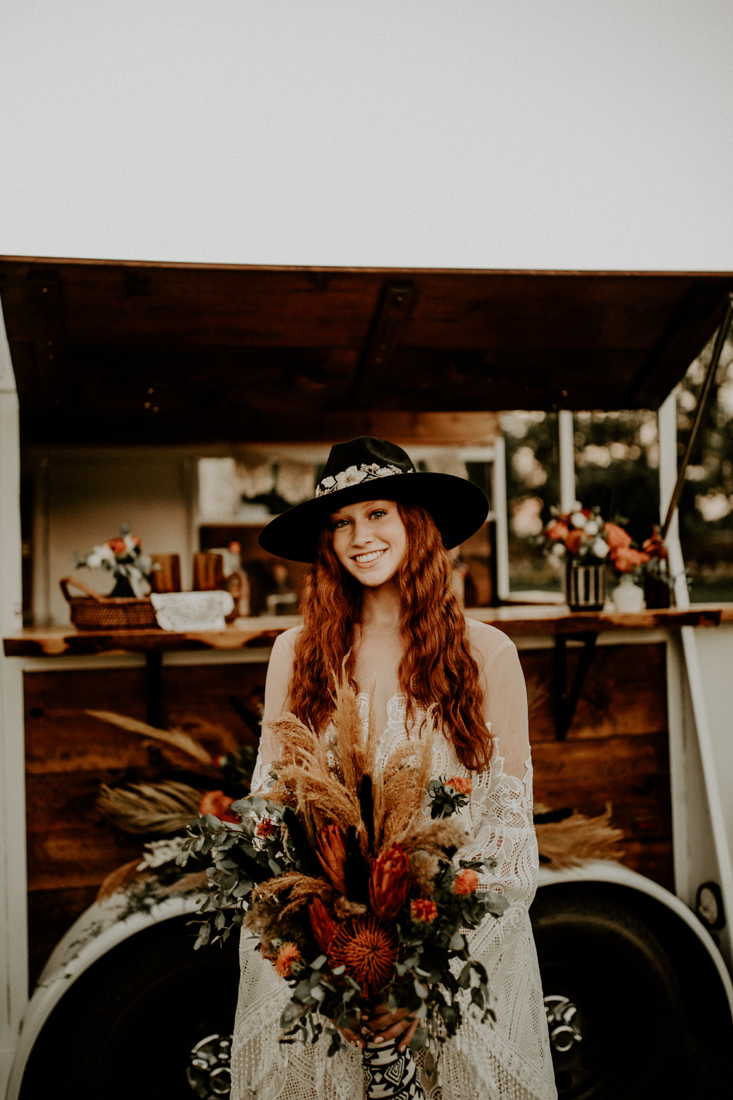 Western Boho Bride And Bouquet