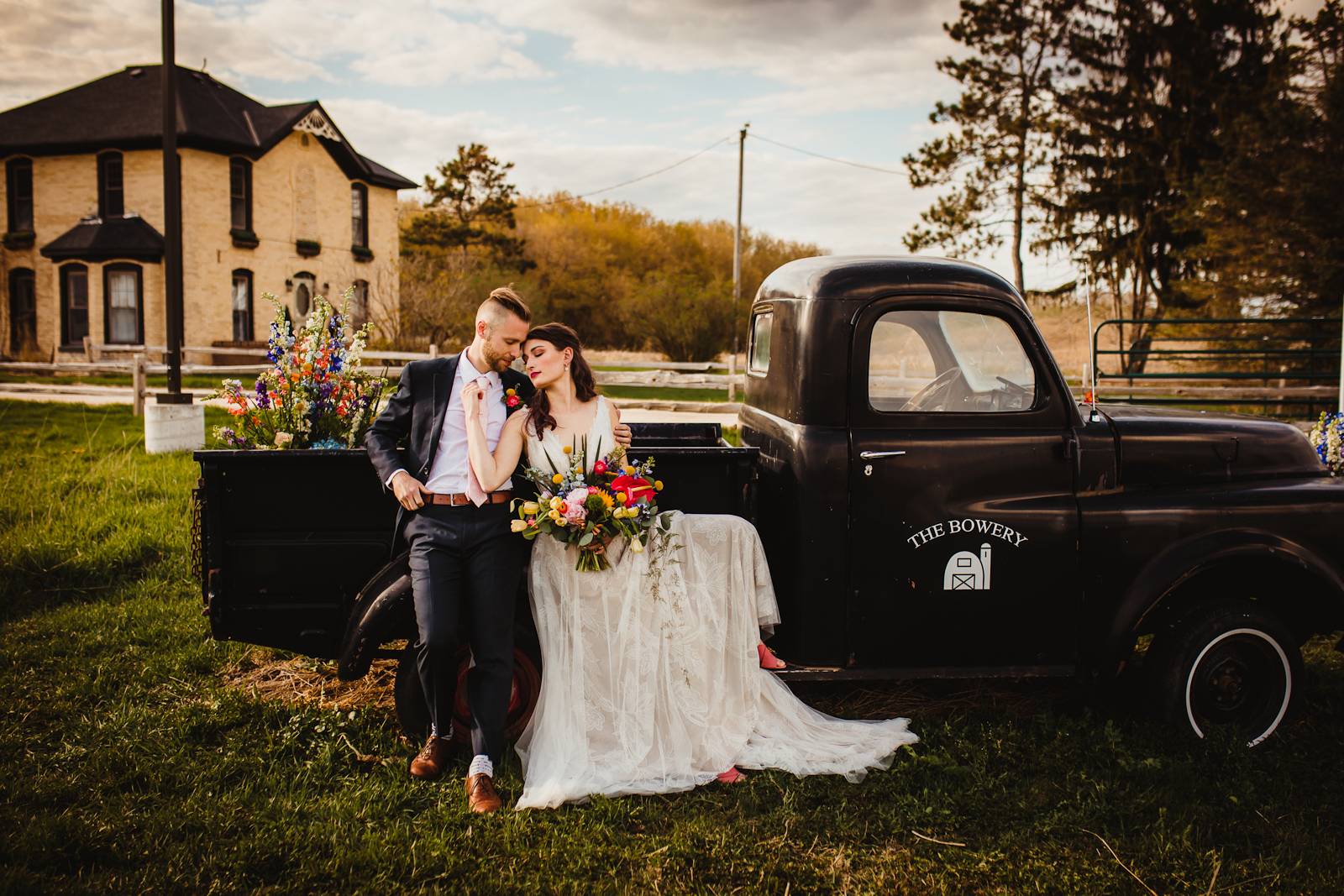 Wedding Couple Vintage Truck
