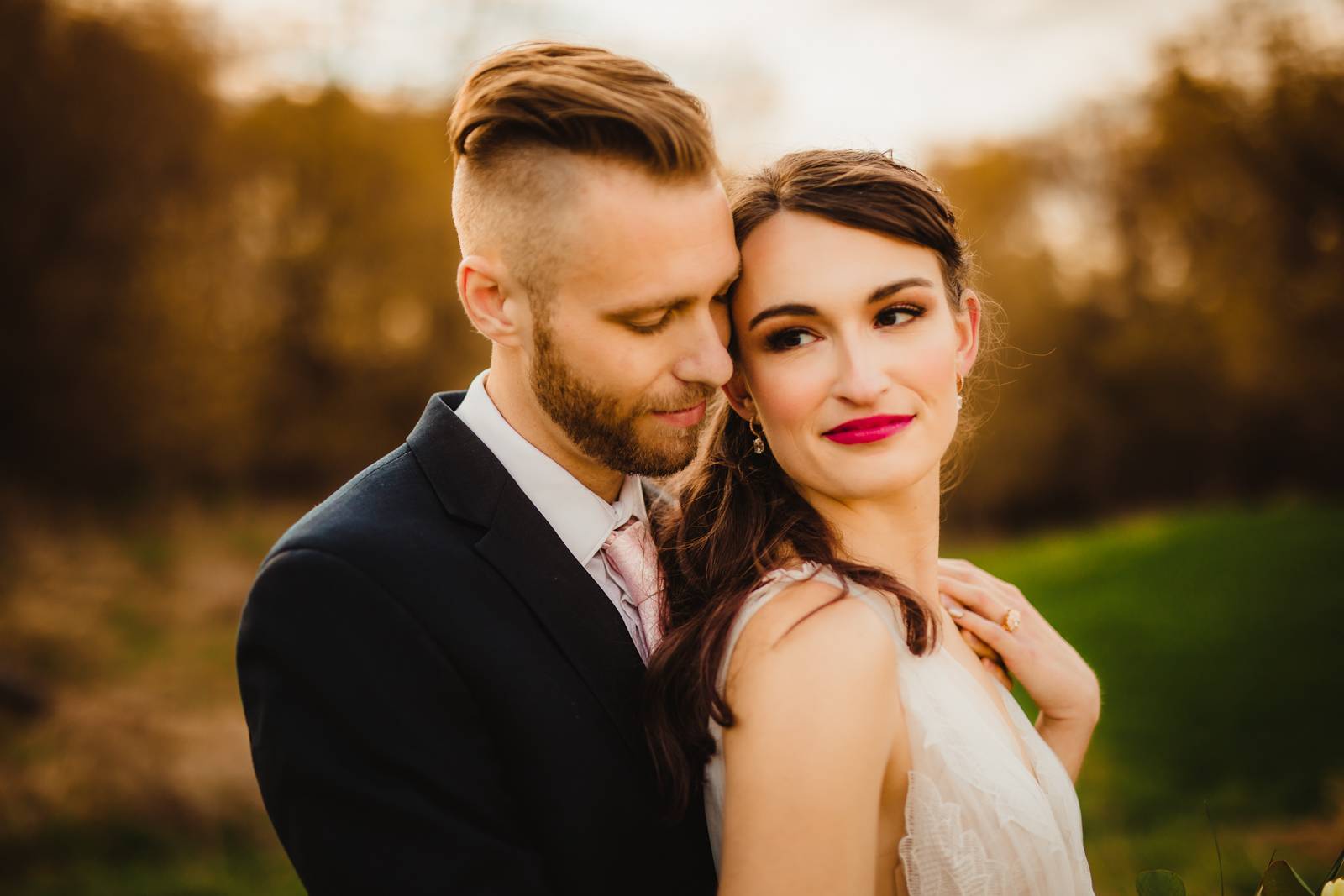 Vibrant Wedding Makeup  And Couple