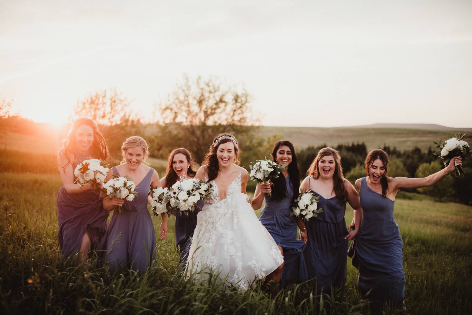 Simple Blue Bridesmaid and Bride