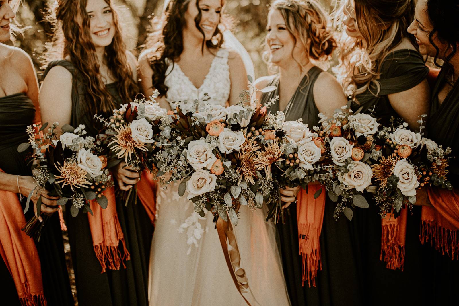 Fall Wedding Floral And Bridal Party