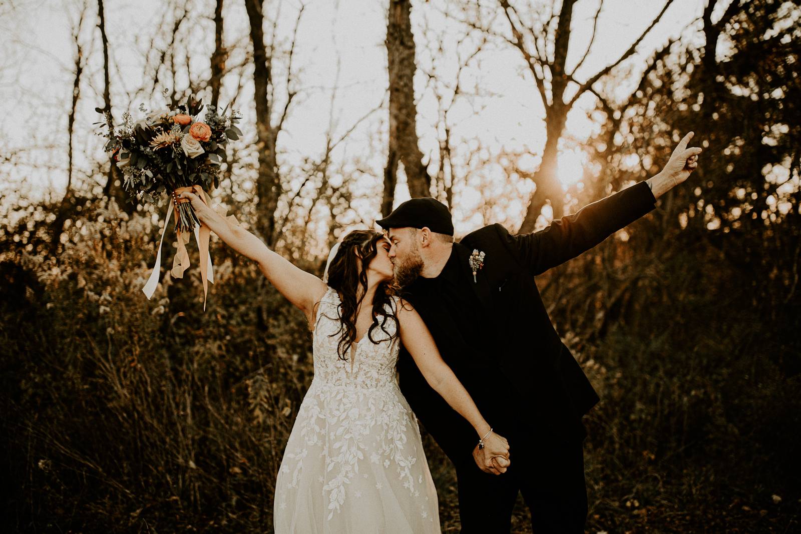 Fun Fall Halloween Wedding Couple