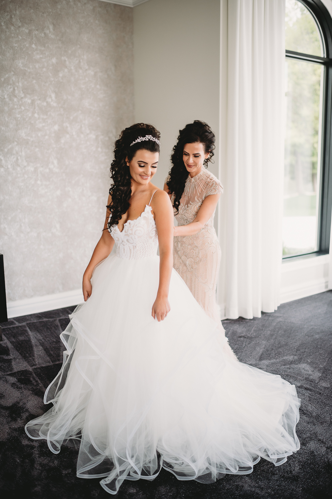 Elegant Mother Daughter Getting Ready