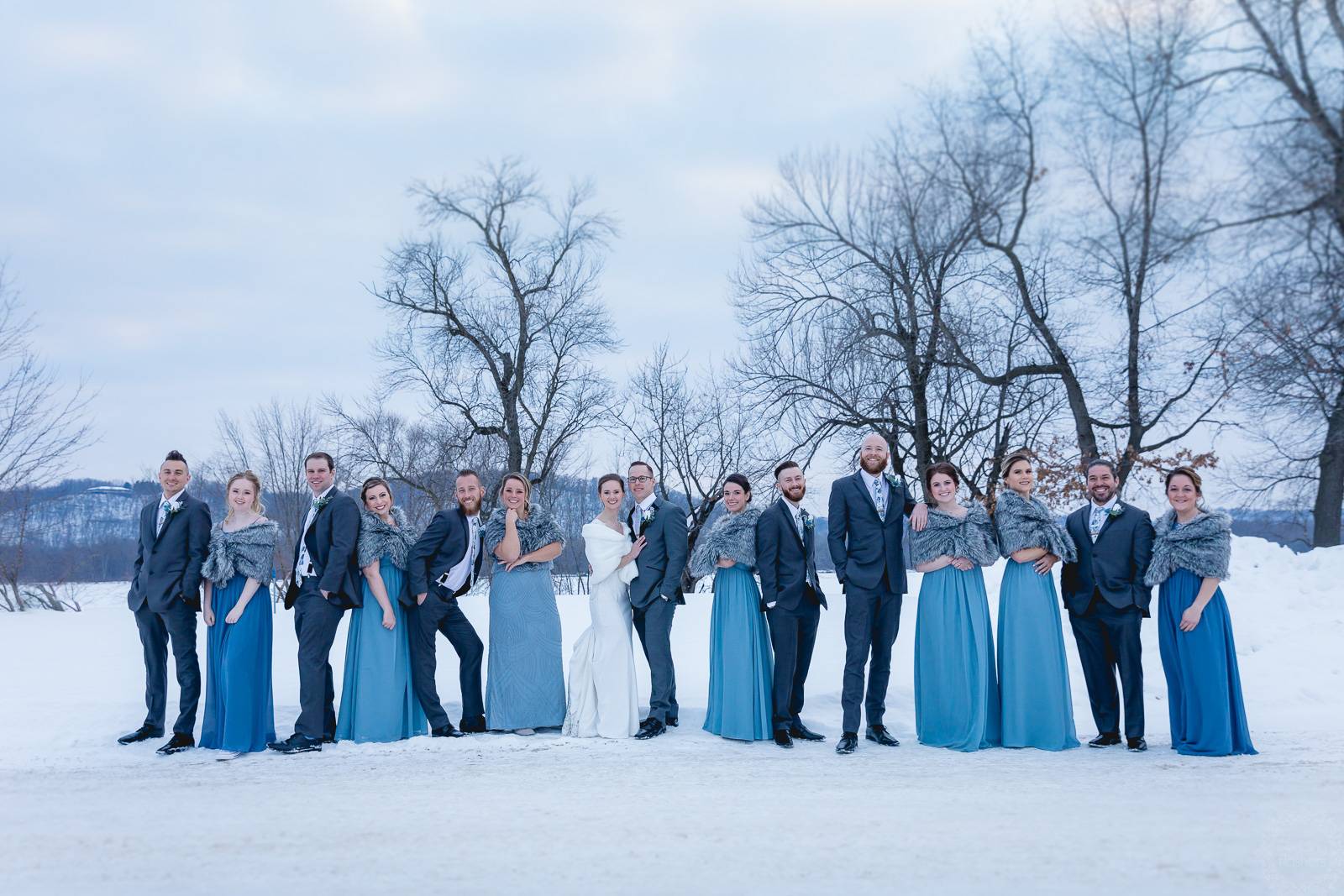 Blue Winter Wedding Party