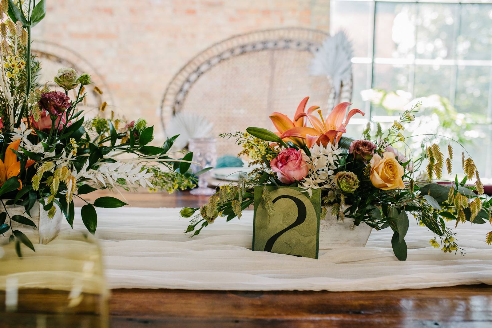 Boho Table number and Floral Centerpeice
