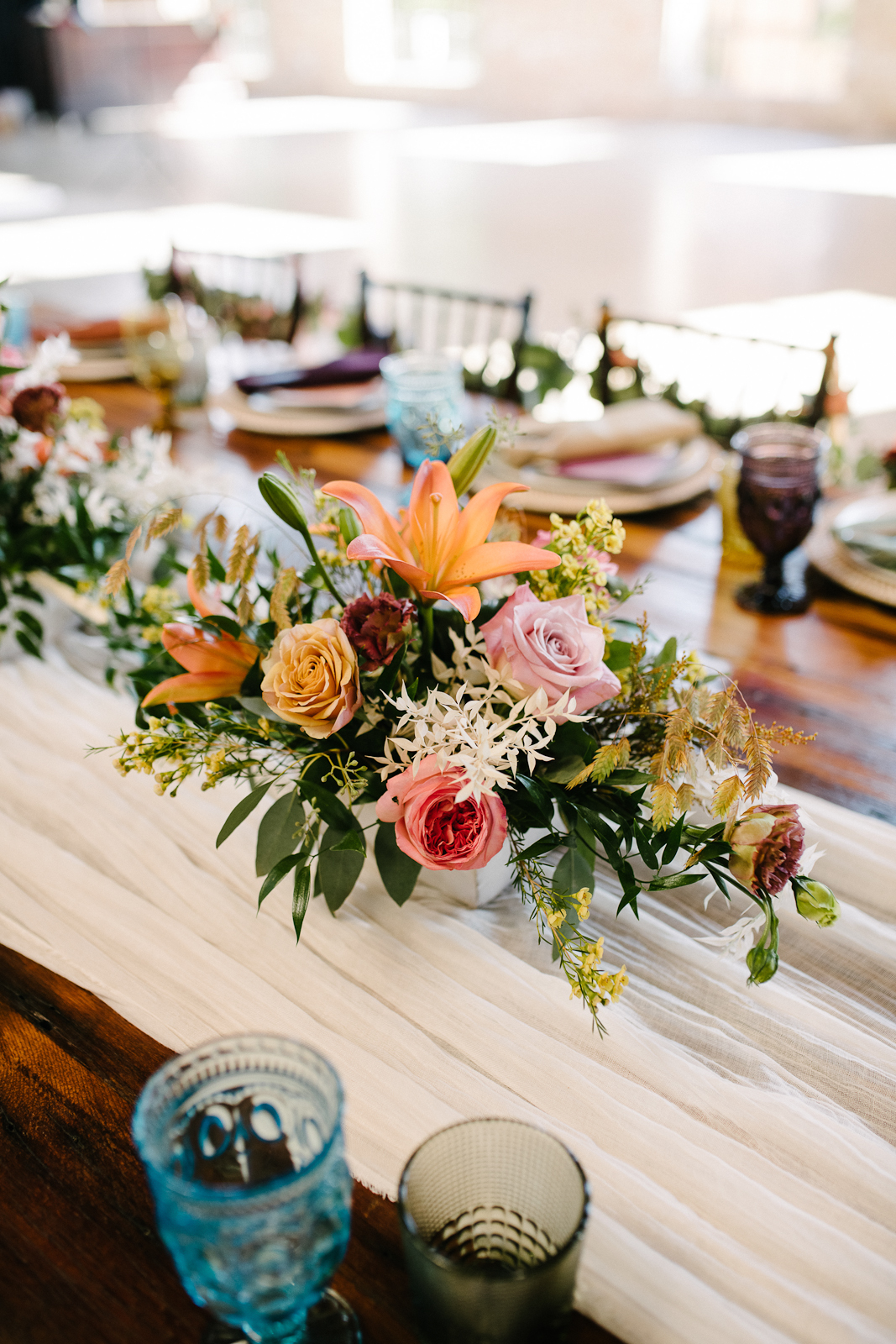 Boho Rainbow Floral Centerpiece