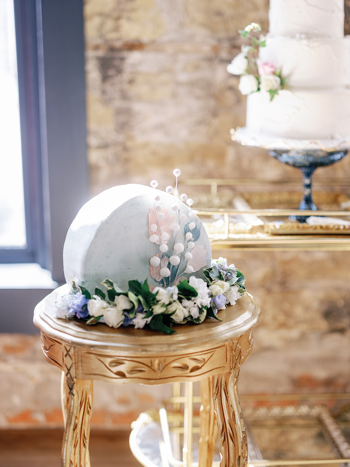 Elegant Blue Grooms Wedding Cake