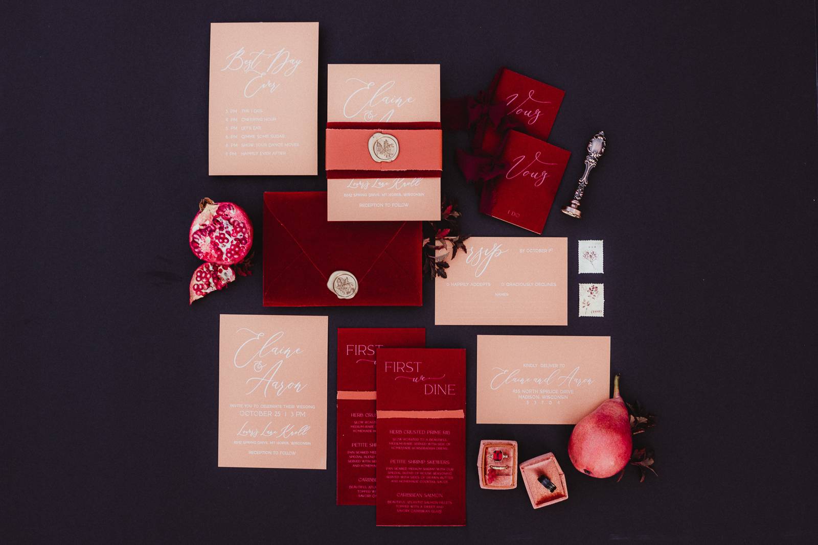 Modern Velvet Wedding Stationary